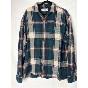 Abercrombie & Fitch Soft AF Collection Plaid Flannel Shirt XL Navy Green Orange